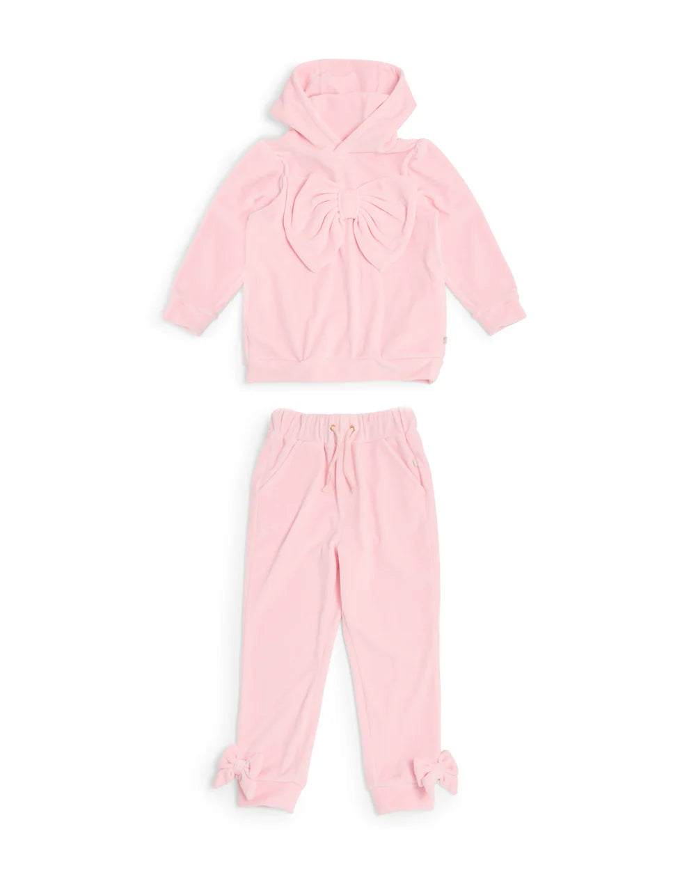 Caramelo Girl's Pink Velour Bow Tracksuit