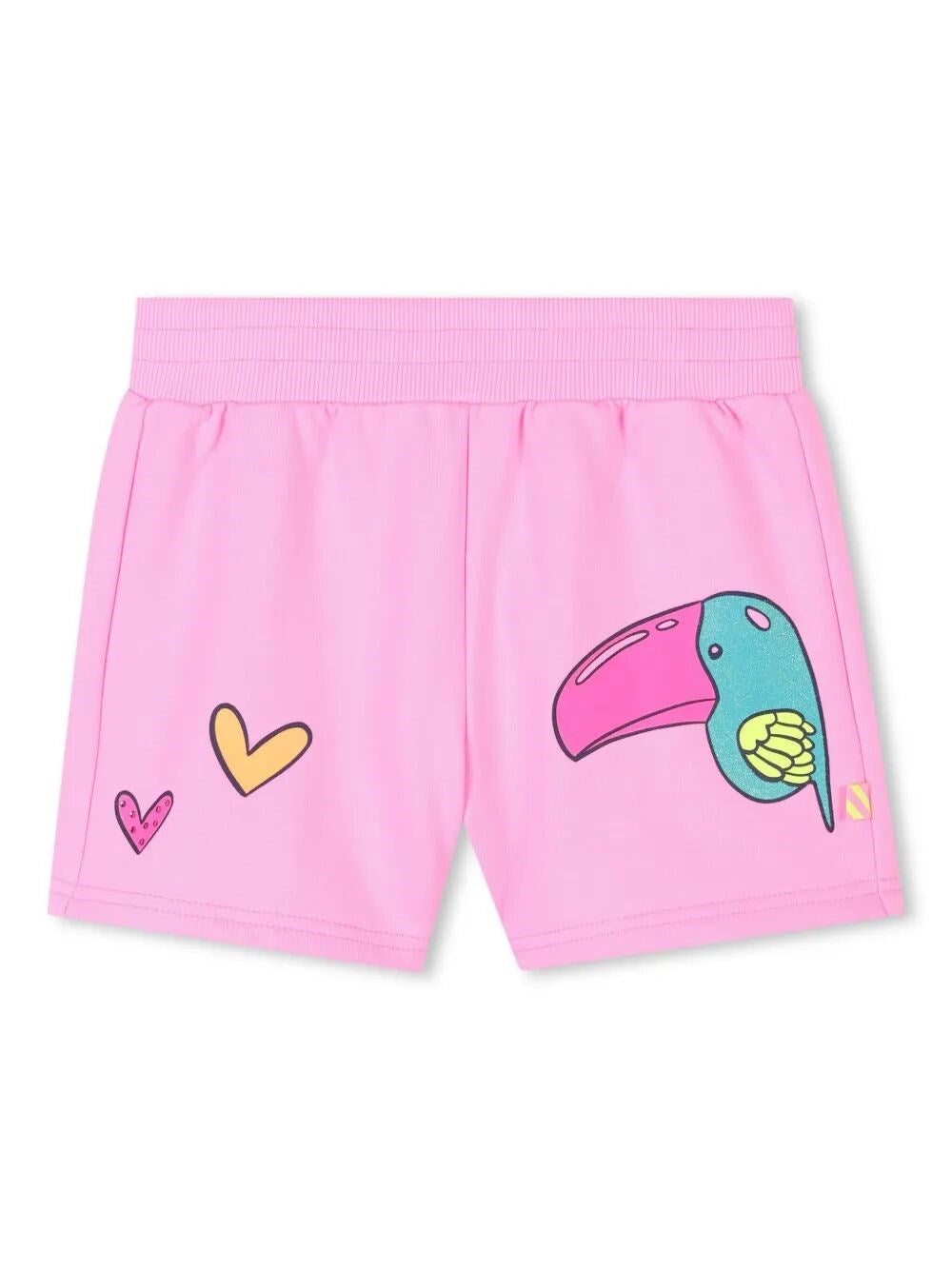 Billie Blush Girl's Pink Grpahic Fleece Shorts