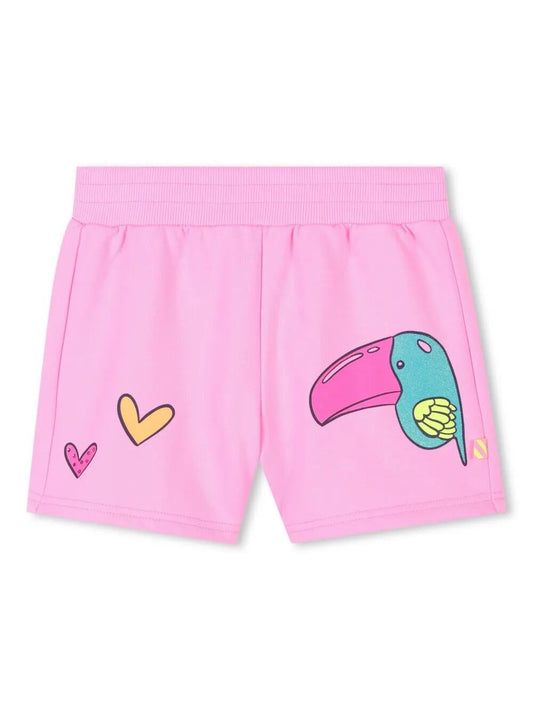Billie Blush Girl's Pink Grpahic Fleece Shorts