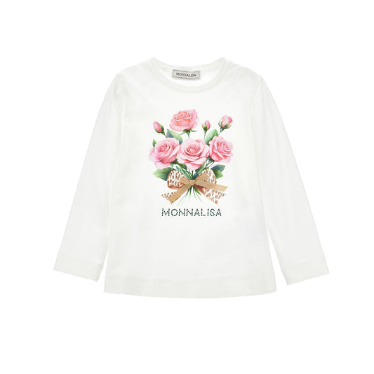Monnalisa Girl's Mona Lisa Bouquet T-Shirt