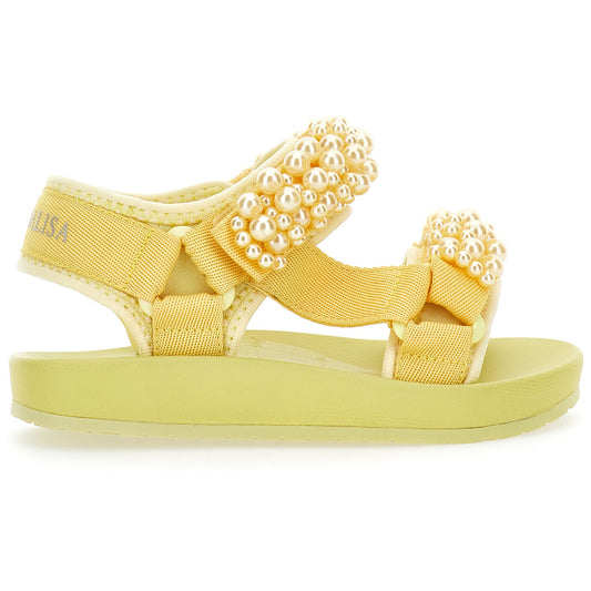 Monnalisa Girl's Yellow Pearl Sandals