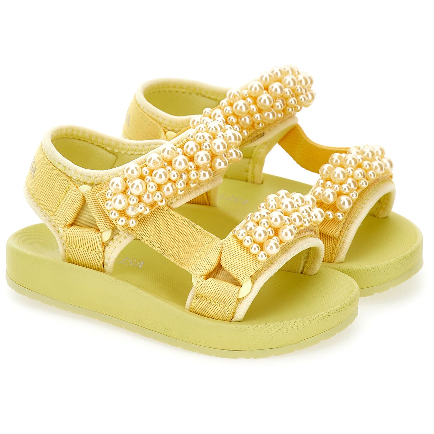 Monnalisa Girl's Yellow Pearl Sandals