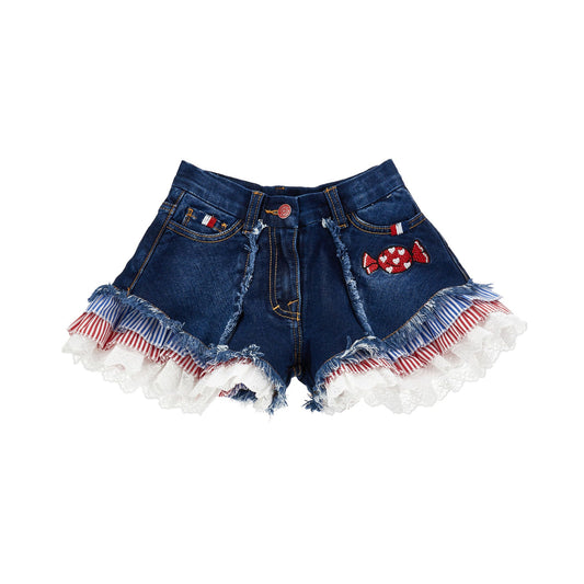 Monnalisa Girl's Candies Denim Shorts
