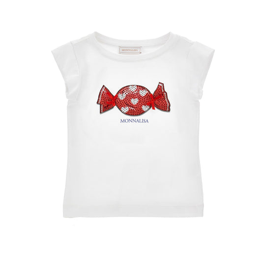 Monnalisa Girl's White Candies T-Shirt