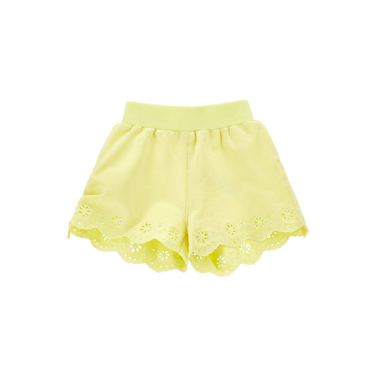 Monnalisa Girl's Yellow Embroidered Shorts