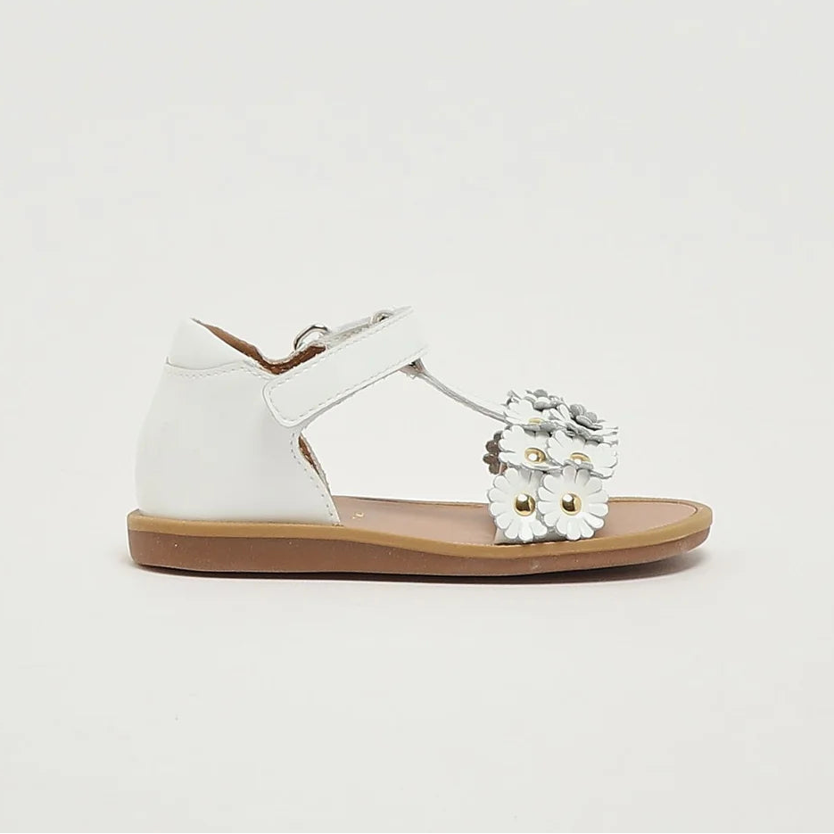 Pom D Api Baby Girl's White Poppy Leather Sandals
