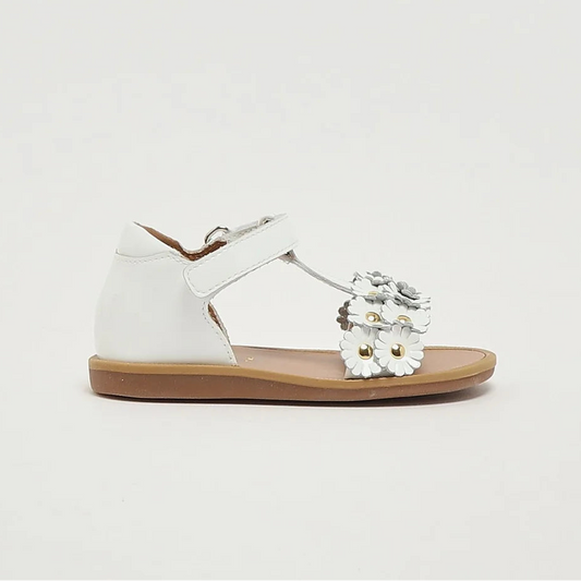 Pom D Api Baby Girl's White Poppy Leather Sandals