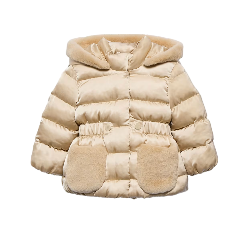 Abel&Lula Baby Girl's Almond Satin Coat