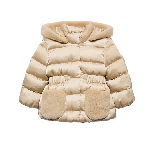 Abel&Lula Baby Girl's Almond Satin Coat