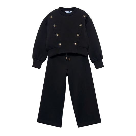 Abel & Lula Black Knitted Set | Vanilla Jnr