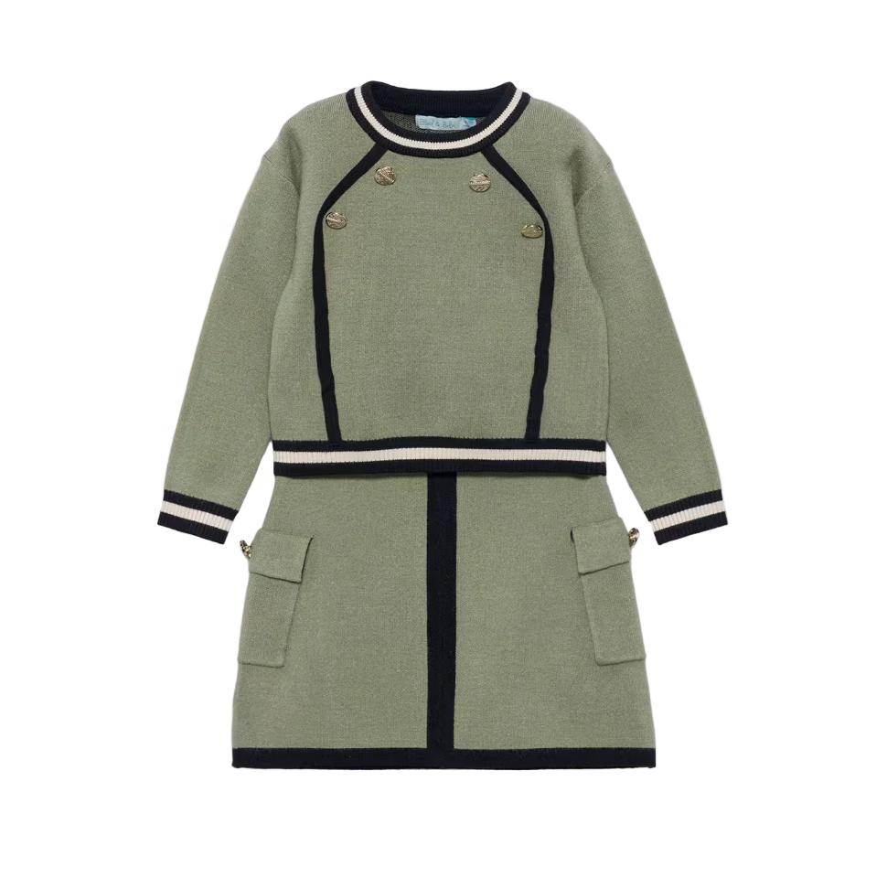 Abel&Lula Girl's Bayleaf Green Knitted Skirt Set