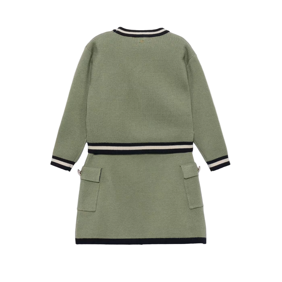 Abel&Lula Girl's Bayleaf Green Knitted Skirt Set