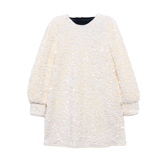 Abel&Lula Girl's Cream Sequinned Flared Dress | Vanilla Jnr