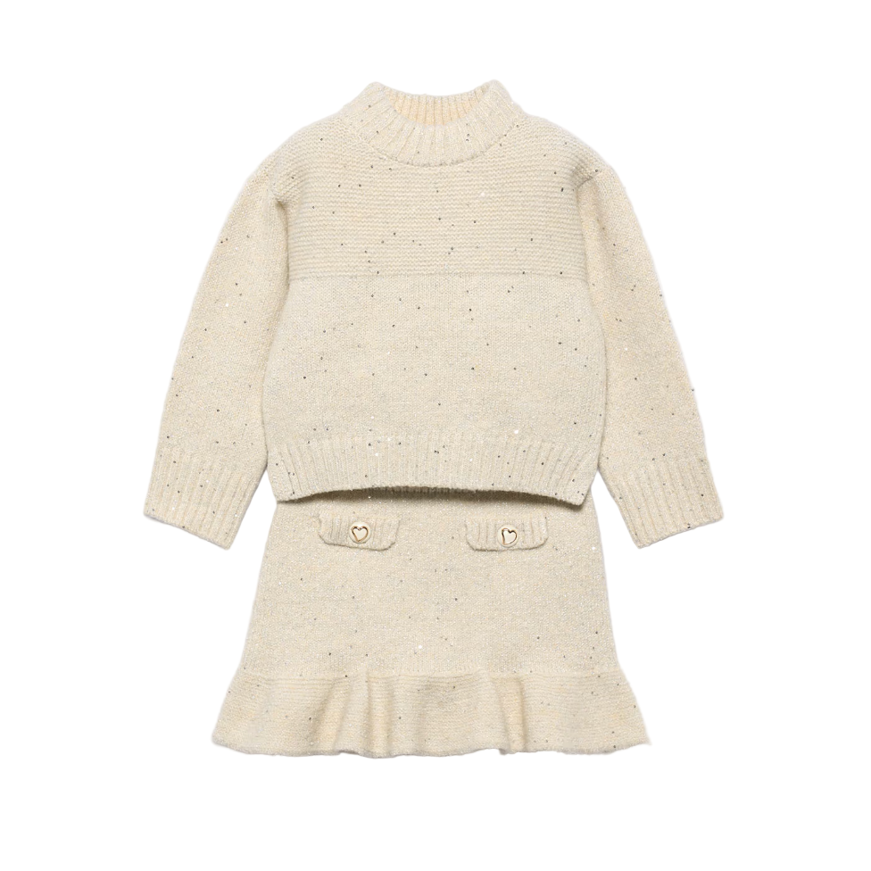 Abel&Lula Knitted Skirt Set | Vanilla Jnr