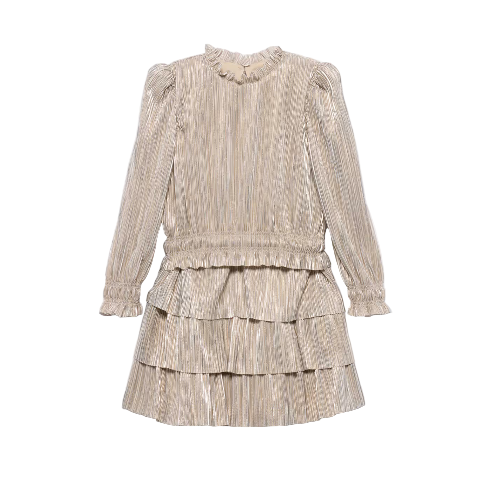 Abel & Lula Oat Pleated Dress | Vanilla Jnr