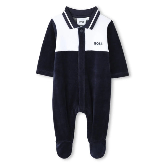 Hugo Boss Baby Boy's Navy Velvet Polo All In One