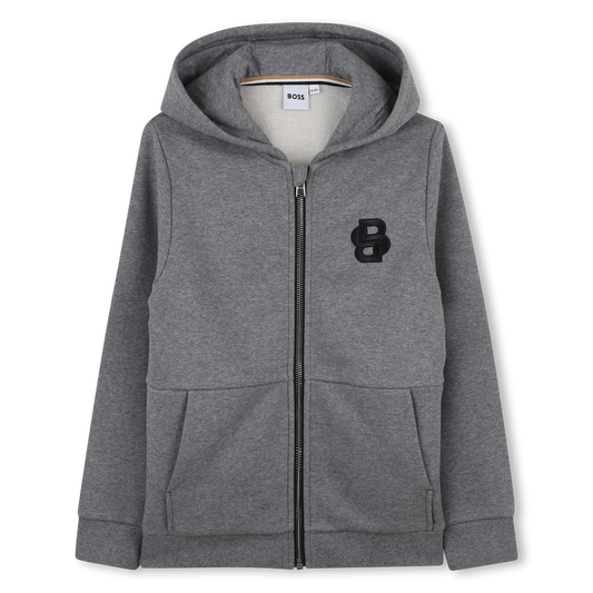 Hugo Boss Boy's Heather Grey Hooded Cardigan