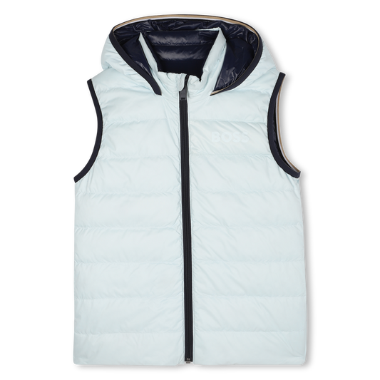 Hugo Boss Boy's Blue/Navy Flann-Effect Hooded Puffer