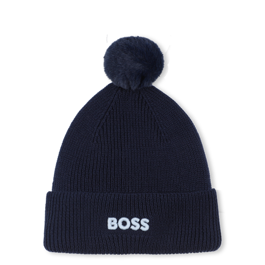 Hugo Boss Baby Boy's Navy Knitted Pompom Beanie