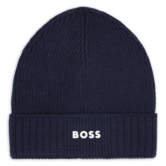 Hugo Boss Boy's Navy Knitted Logo Beanie