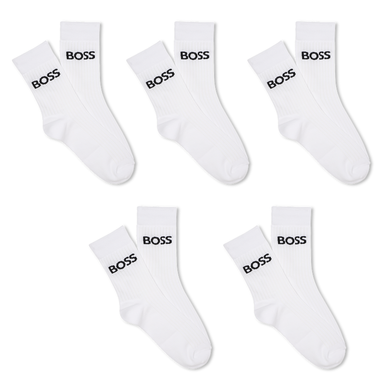 Hugo Boss Boy's White 5-Pack of Socks