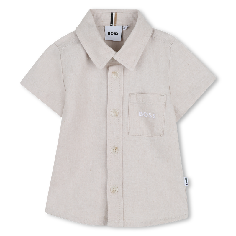 Hugo Boss Baby Boy's Sand Linen Short-Sleeved Shirt