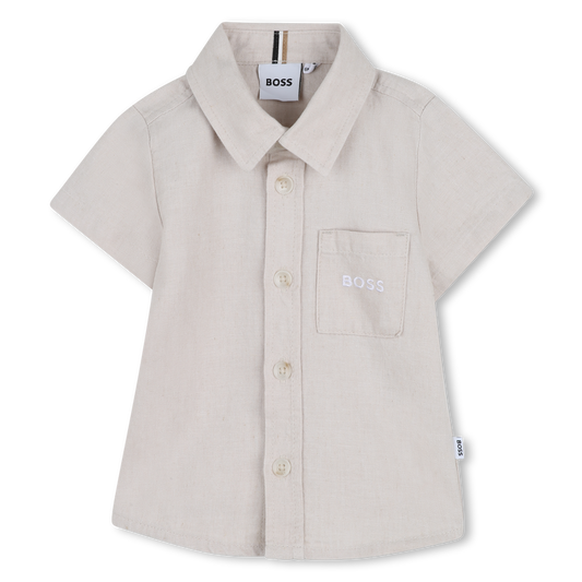 Hugo Boss Baby Boy's Sand Linen Short-Sleeved Shirt