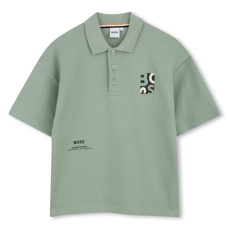 Hugo Boss Boy's Green Short-Sleeved Patch Polo