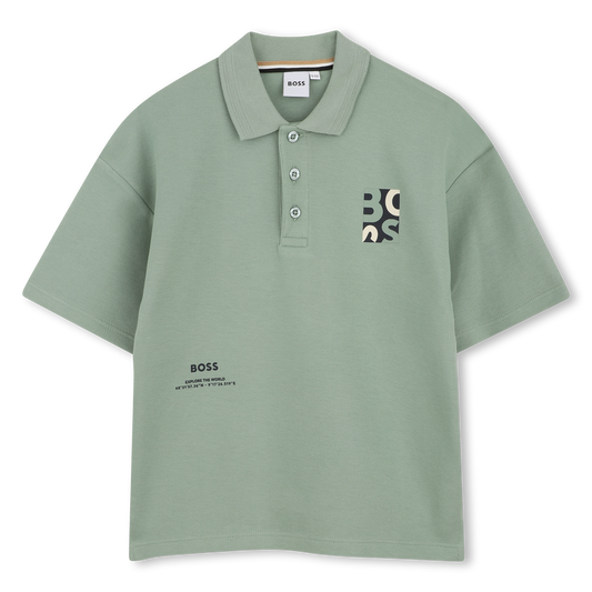 Hugo Boss Boy's Green Short-Sleeved Patch Polo