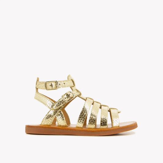 Pom D Api Girl's Gold Plagette Gladiator Sandals