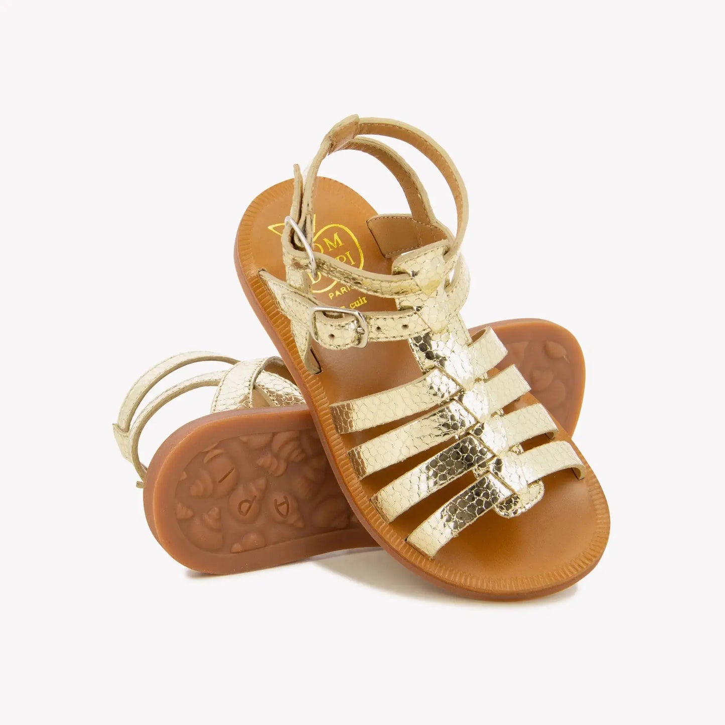 Pom D Api Girl's Gold Plagette Gladiator Sandals