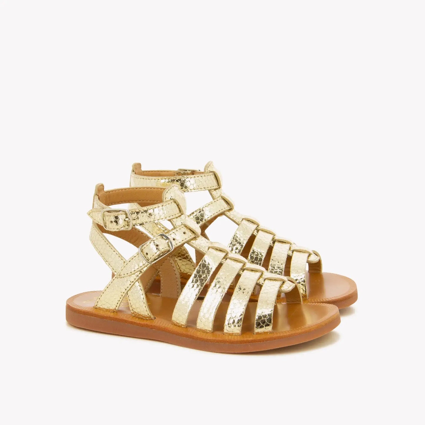 Pom D Api Girl's Gold Plagette Gladiator Sandals