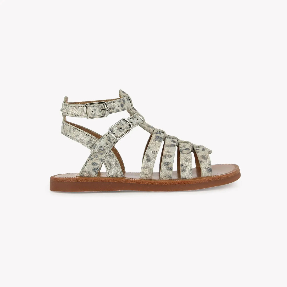 Pom D Api Girl's White & Platinum Plagette Gladiator Sandals