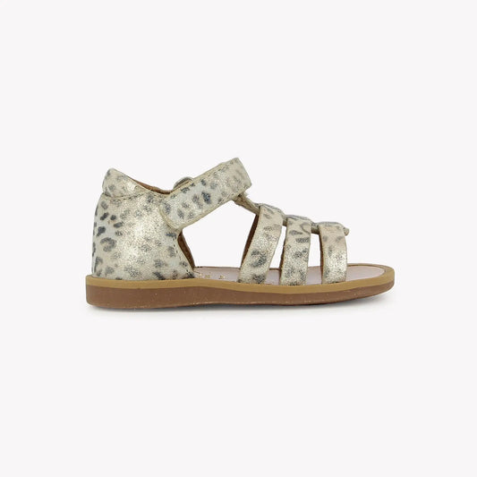 Pom D Api Girl's White & Platinum Poppy Strap Sandals