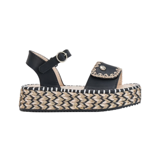 Mayoral Girl's Black & Gold Platform Jute Sandals