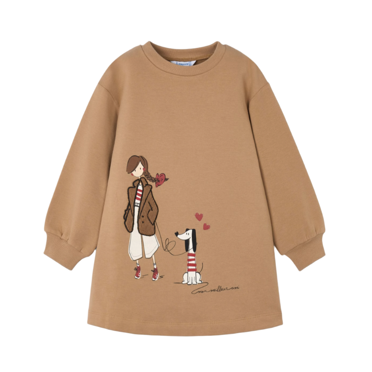 Mayoral Girl's Camel Fleece Graphic Dress