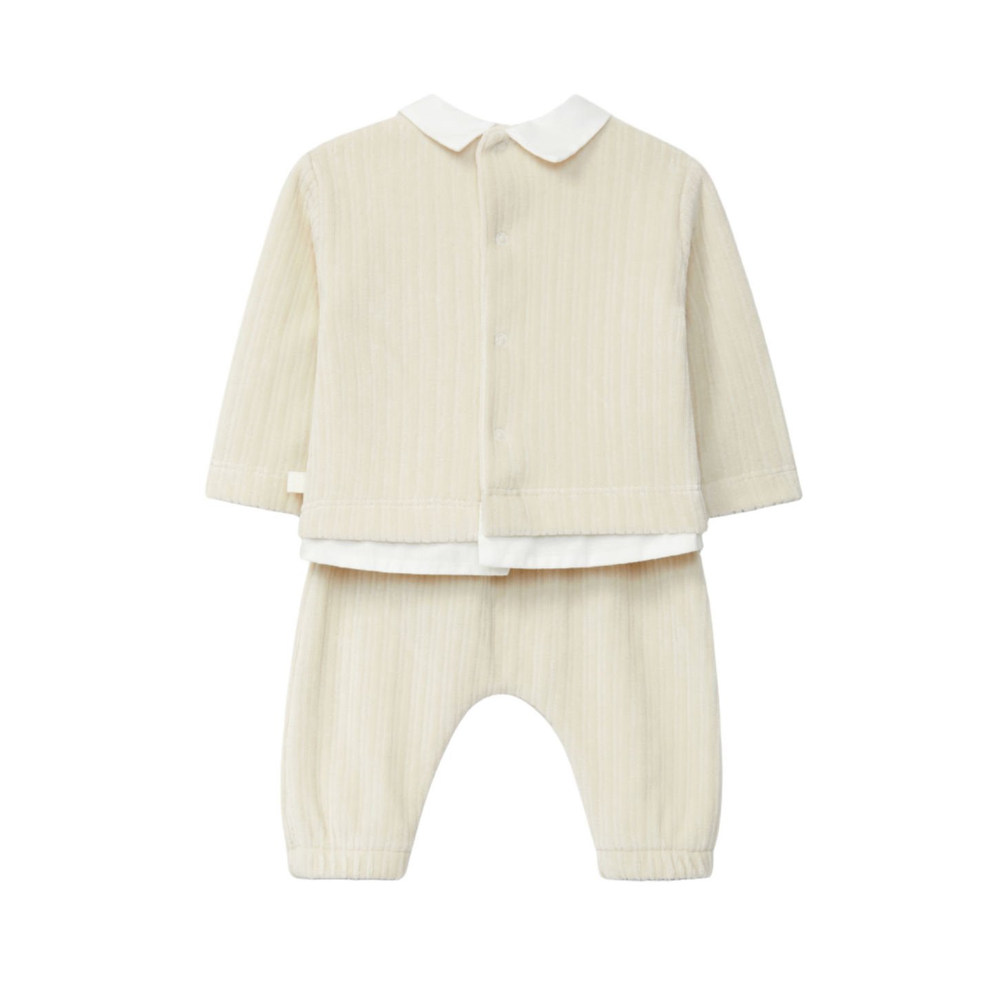 Laranjinha Baby Boy's Sand Two-Piced Ribbed Velvet Set