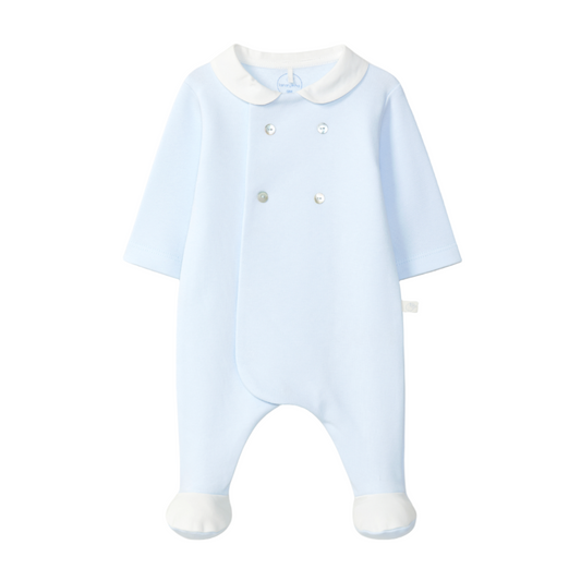 Laranjinha Baby Boy's Pale Blue Cotton Jersey Babygrow