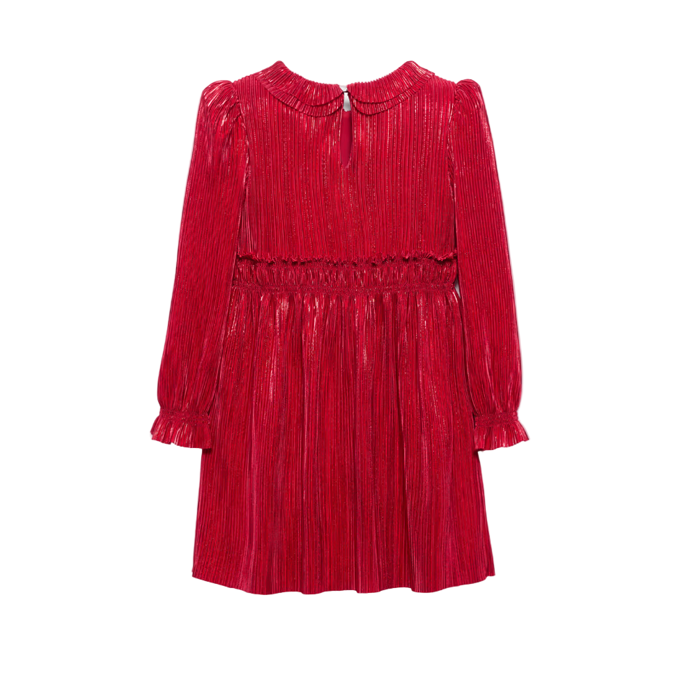 Abel&Lula Girl's Red Shiny Pleated Dress | Vanilla