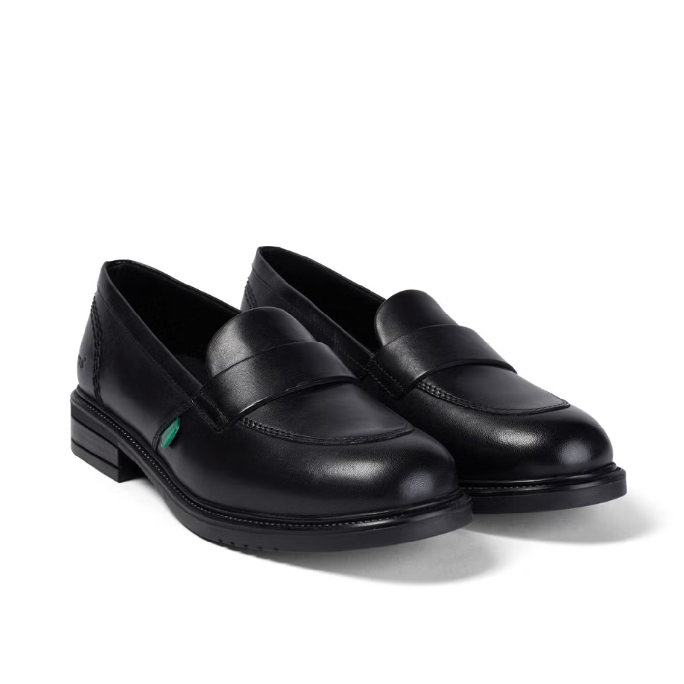 Kickers Girl's Black Leather Lach Slip School Shoes