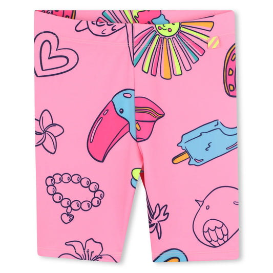Billie Blush Girl's Pink Graphic Print Lycra Cycle Shorts