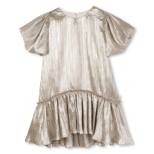 Billie Blush Girl's Gold Ballon Sleeve Dress