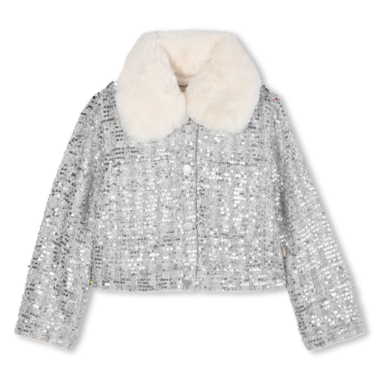 Billie Blush Girl's Silver Tweed Jacket
