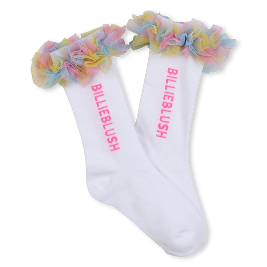 Billie Blush Girl's White Ruffle Socks