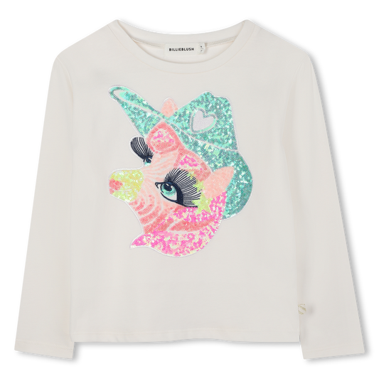 Billie Blush Girl's Ivory Unicorn Long Sleeve T-Shirt