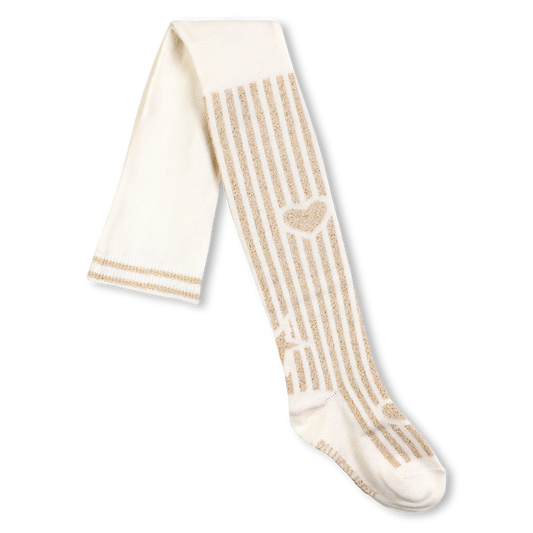 Billie Blush Girl's Ivory Gold Glitter Tights