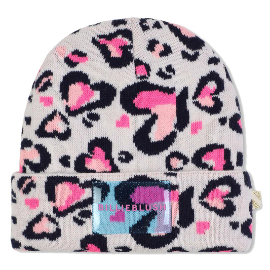 Billie Blush Girl's Pink Leopard Print Beanie