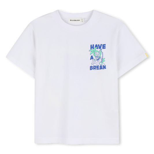 Billie Blush Boy's White Graphic Beach T-Shirt