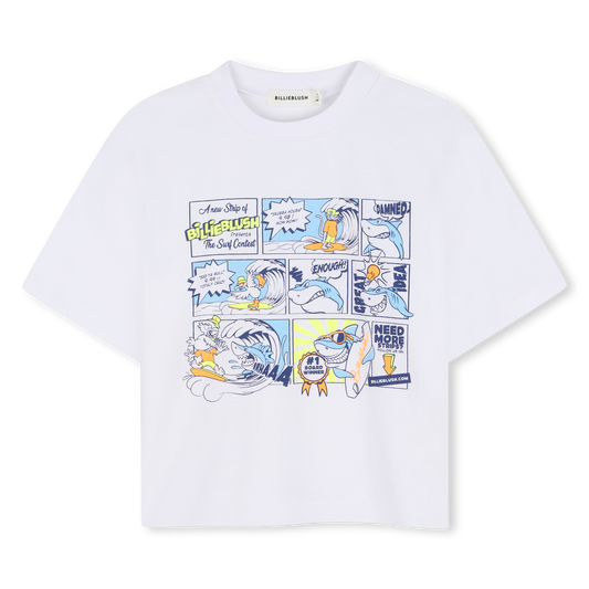 Billie Blush Boy's White Graphic Short Sleeved T-Shirt