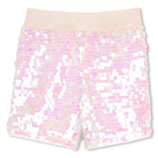 Billie Blush Girl's White Iridescent Sequin Shorts